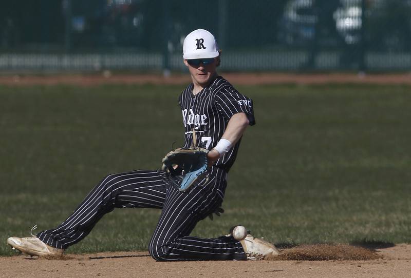 Prairie Ridge's Gabriel Winkelman fields the baseballduring a Fox Valley Conference baseball game against Crystal Lake South on Monday, April 8, 2024, at Crystal Lake South High School.