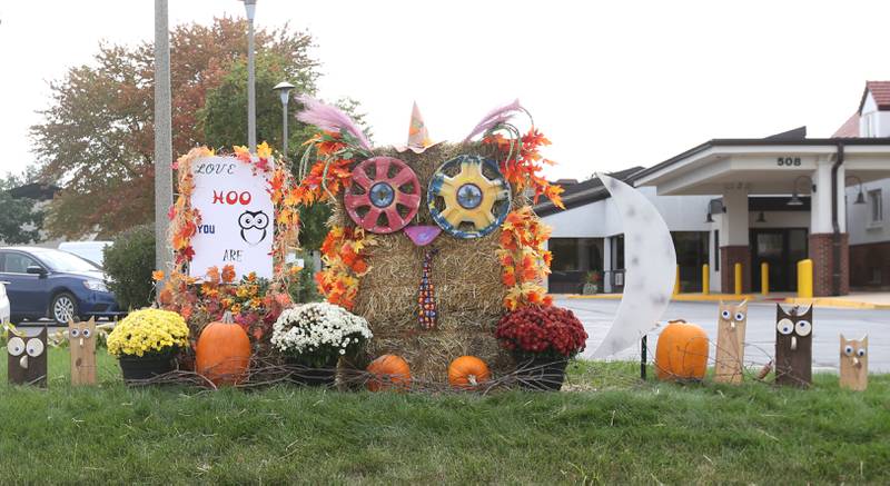 This owl scarecrow is located at Grenfield Retirement Home on Wednesday, Oct. 11, 2023 in Princeton. The scarecrow is part of  the Princeton Area Chamber of Commerce's Scarecrow Fest.