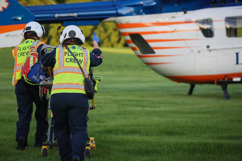 An 8-month-old infant was airlifted Sunday, June 19, 2022, from the Wonder Lake fire station to Advocate Lutheran General Hospital in Park Ridge.