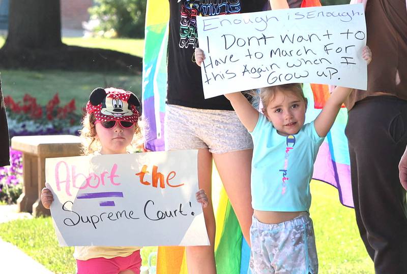 Protesters of all ages were in attendance Friday, June 24, 2022, during a rally for abortion rights in front of the DeKalb County Courthouse in Sycamore. The group was protesting Friday's decision by the Supreme Court to overturn Roe v. Wade, ending constitutional protections for abortion.
