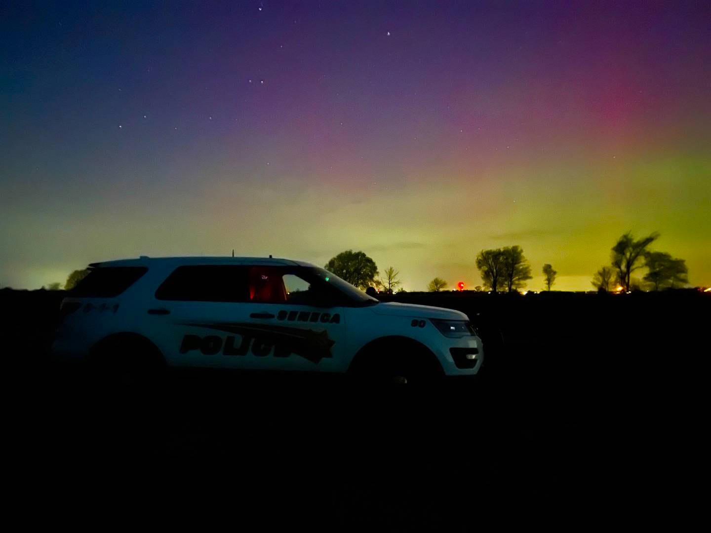 Seneca Police Officer Kelsey Kowalski took a photo of the Northern Lights on the morning of Monday, April 24, 2023.