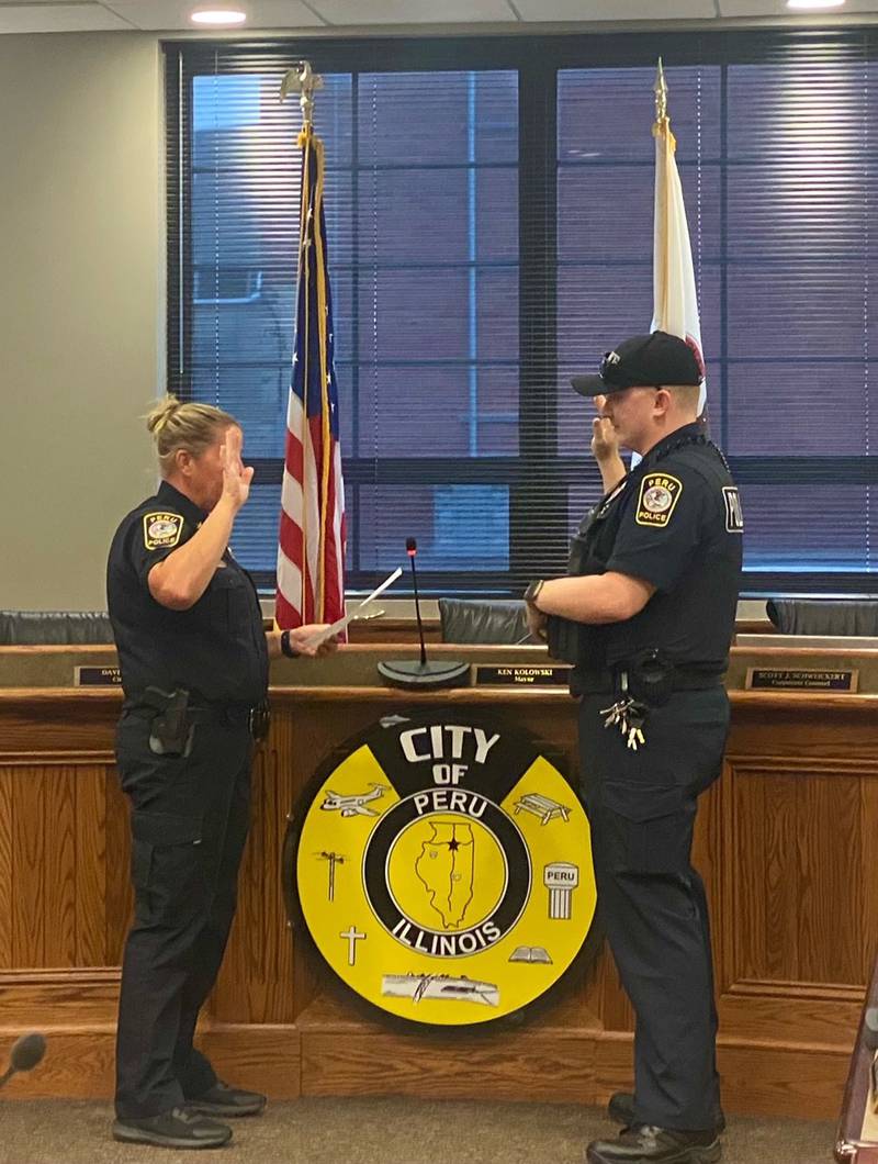 Zane Behrens  was sworn in as a patrol officer for the Peru Police Department during Monday’s Peru City Council meeting.