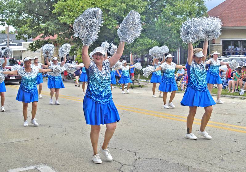 The "Dancing Grannies" dance to the music during the Petunia Festival parade Sunday, July 6, 2025.