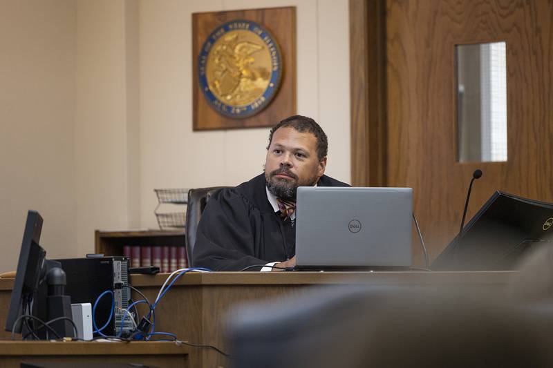 Ogle County Judge Anthony Peska oversees a probable cause hearing Friday, June 13, 2025, for Matthew Herpstreith in Carroll County Court.