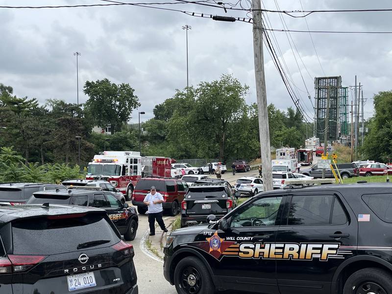 Crews from several Joliet area police and fire departments were at the scene of the Brandon Road Lock and Dam along the Des Plaines River Tuesday afternoon July 9, 2024. The Rockdale Fire Protection District was dispatched about 11:04 a.m. on Tuesday for a reported vehicle that had entered the Des Plaines River on the night of July 2, around 10:47 p.m.