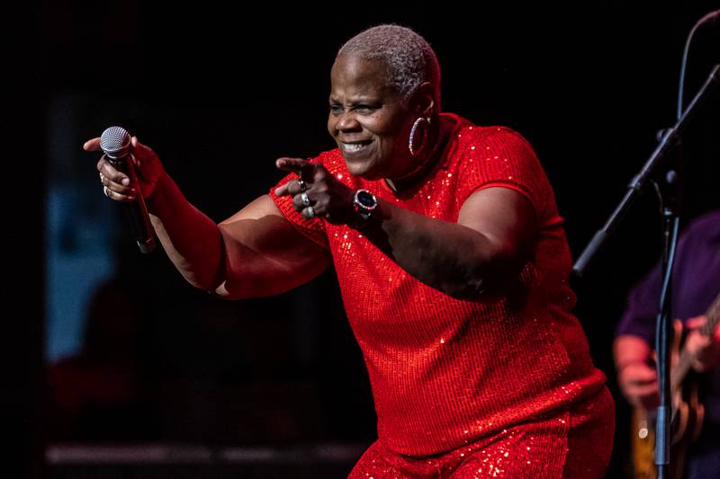 Sheryl Youngblood, a Joliet native who works with Denmark Records, performs during the Illinois Rock & Roll Hall of Fame Induction ceremony on Sept. 14, 2025.