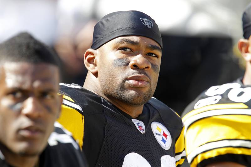 Pittsburgh Steelers receiver Antwaan Randle-El sits on the bench during an NFL football game against the Atlanta Falcons in Pittsburgh, Sunday, Sept. 12, 2010. (AP Photo/Gene Puskar)