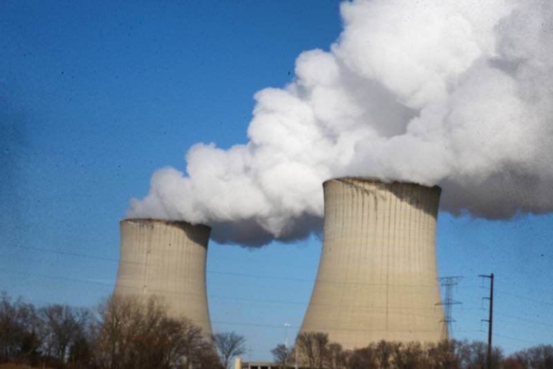 Steam streams out of the cooling towers at Constellation's nuclear power station south of Byron on German Church Road on Tuesday, Jan. 14, 2025.