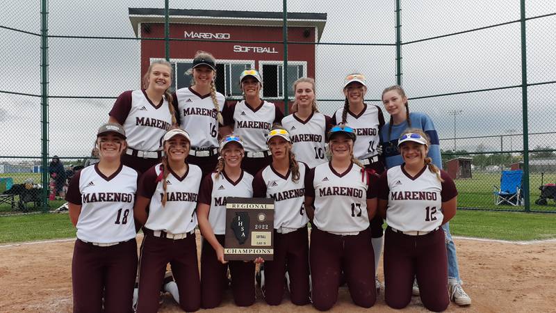 Marengo celebrates winning the Class 2A Marengo Regional championship Friday.