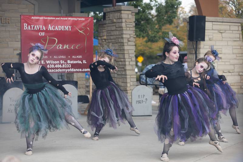 Dancers with Batavia Academy of Dance perform to Michael Jackson's "Thriller" at BatFest on Saturday, Oct. 25, 2025, in downtown Batavia.
