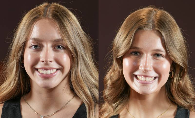 Former Princeton High School athletes Kiana Brokaw (left) and Lexi Bohms set school records for the Sauk Valley College track team Saturday in Rock Island.