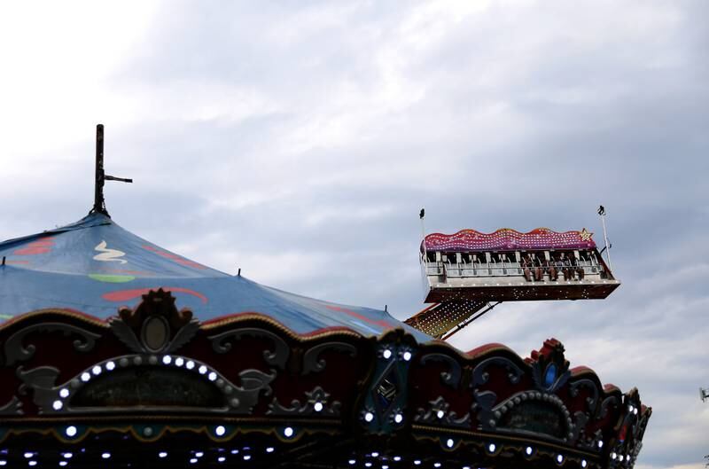 Dark clouds move in the sky during the first day of the Kane County Fair on Wednesday, July 12, 2023.