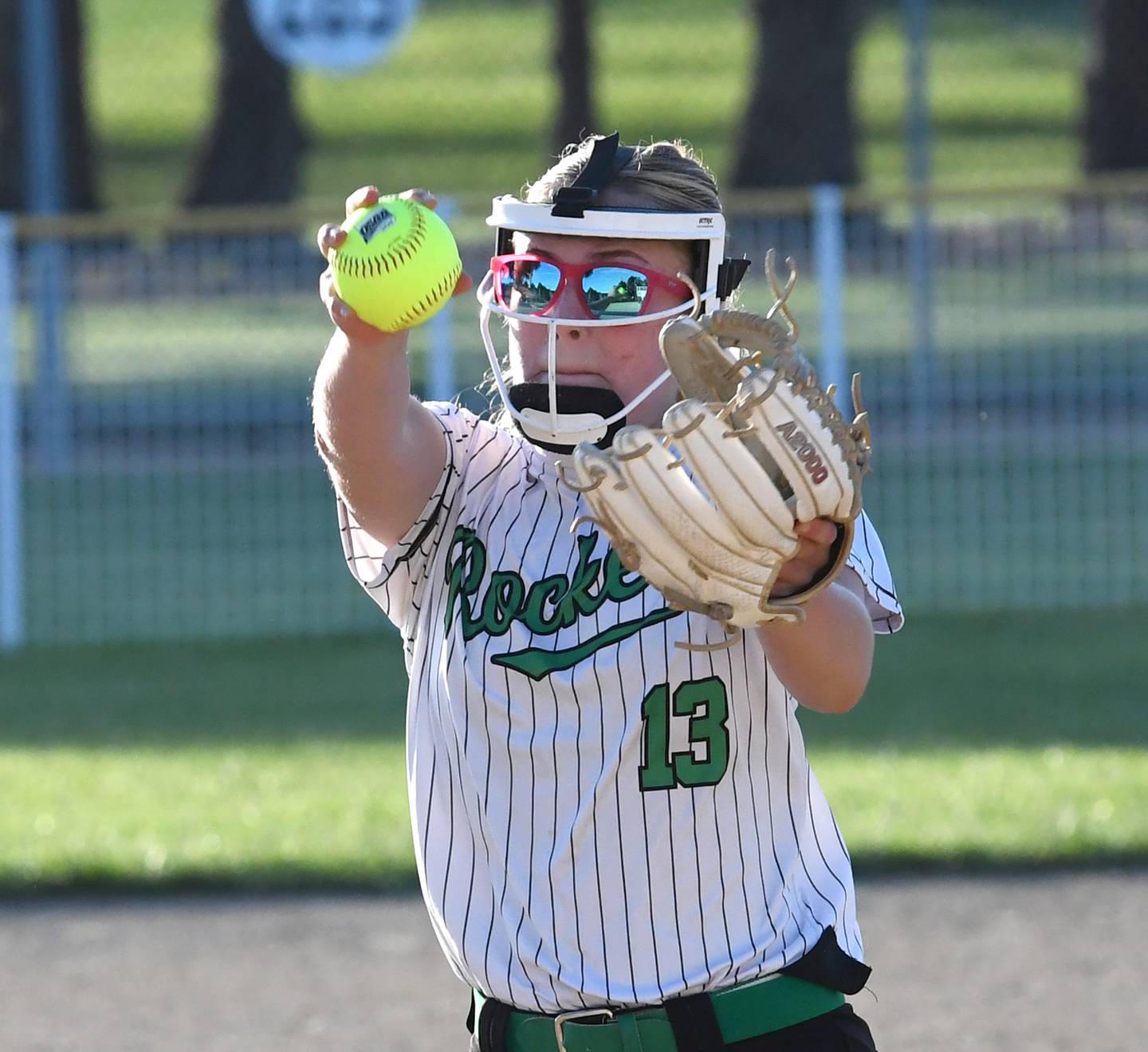 Rock Falls' Zoey Silva zeroes in on home plate as she pitches against Winnebago at the 2A Oregon Regional semifinal on Wednesday, May 20, 2026.