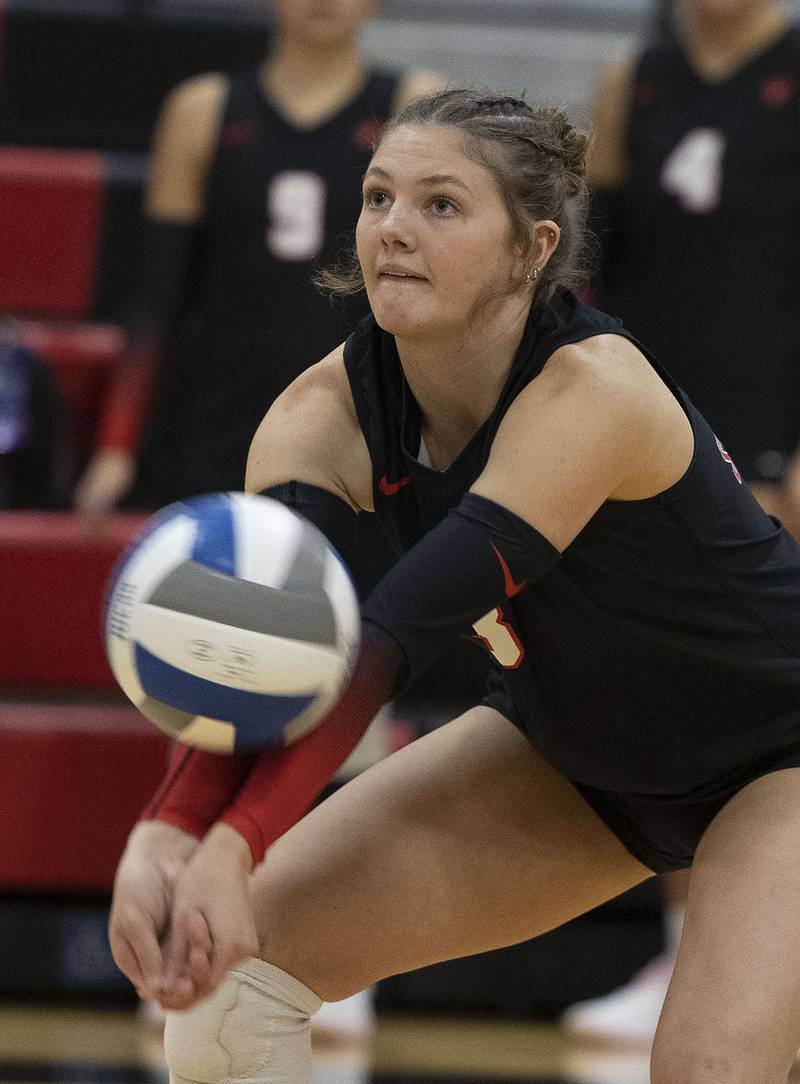 Sauk Valley’s Miraya Pessman makes a pass against Titan College Wednesday, Nov. 5, 2025, during the Regional IV tournament.