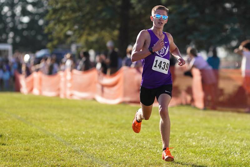 Dixon’s Aaron Condemn competes in the Eddington cross country invitational at Kaneland High School in Maple Park on Saturday, Sep 21, 2024.