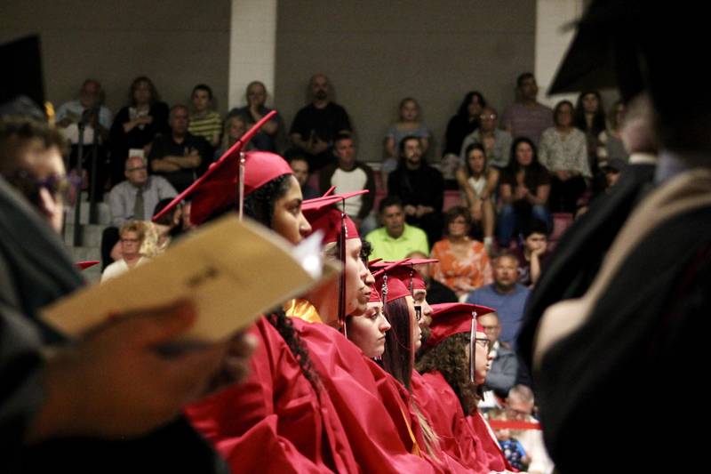 Graduates are seated at Sauk Valley Community College on Friday, May 12, 2023, at the outset of the commencement ceremony.