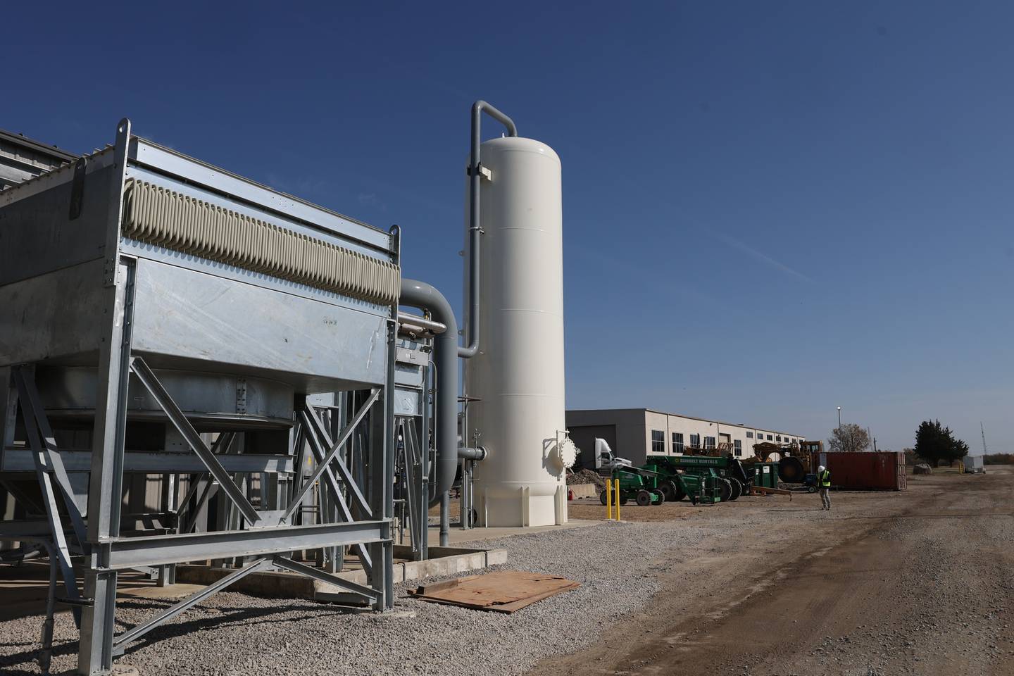 Repurposed gas from the Prairie View Landfill in stored and pumped out at the new Renewable Natural Gas Plant, in Wilmington.