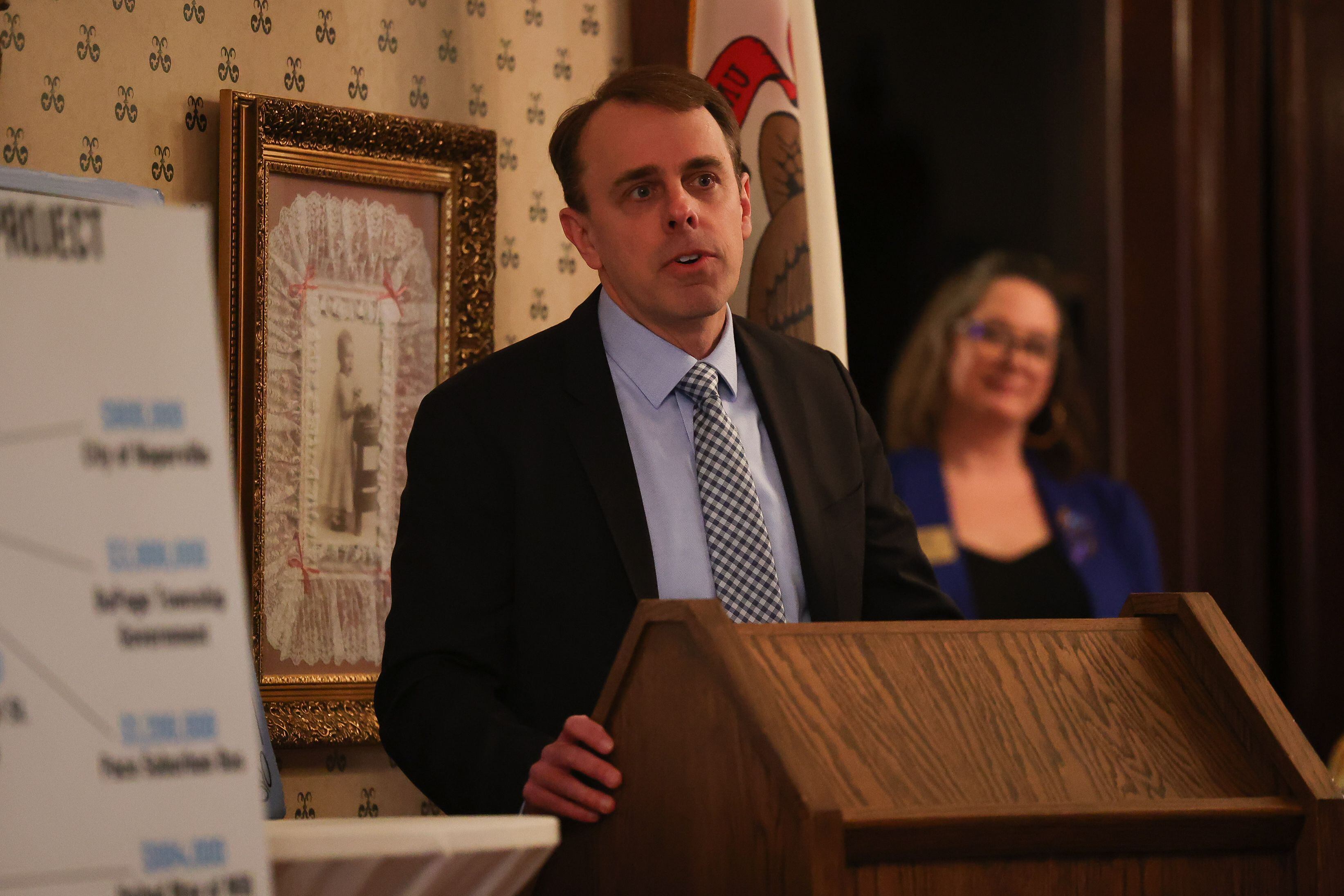 Tom, Klisiewicz,, founder and president of Smart Health Wellness and Performance, speaks at a United Way private event at the Jacob Henry Mansion on Thursday, February 23rd, 2023 in Joliet.