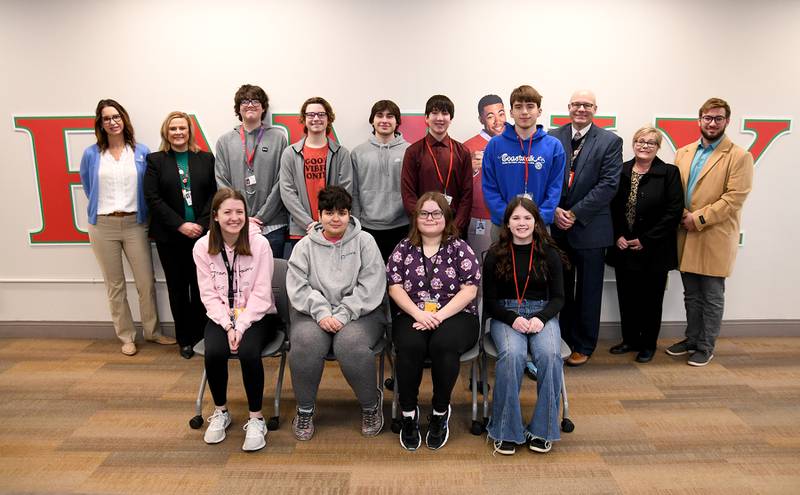 La Salle-Peru High School January students of the month pose for a photo on Wednesday, February 8, 2023.