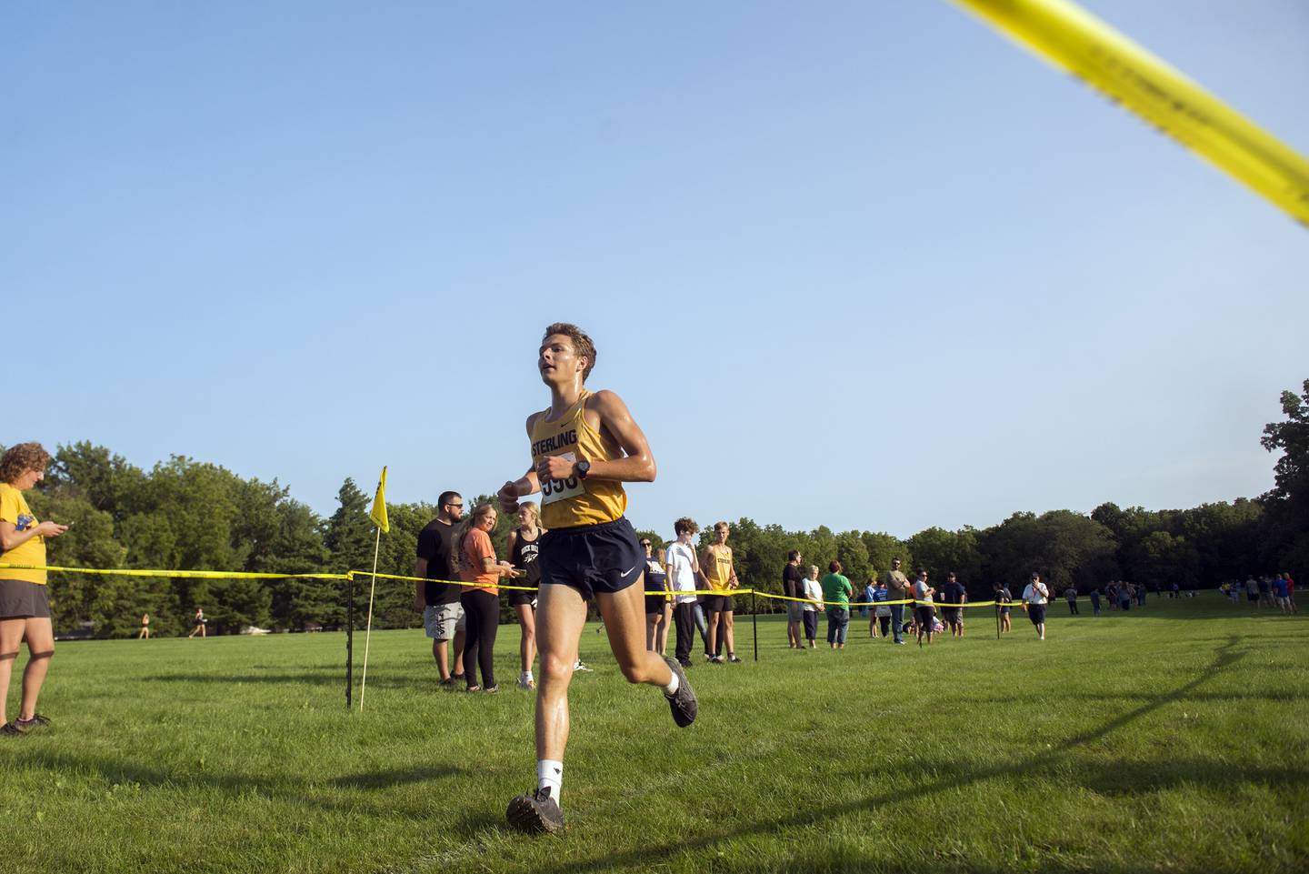 Dale Johnson of Sterling cruises to a win in the boy’s race of the Twin Cities cross country meet in Sterling, Sept. 13, 2022.