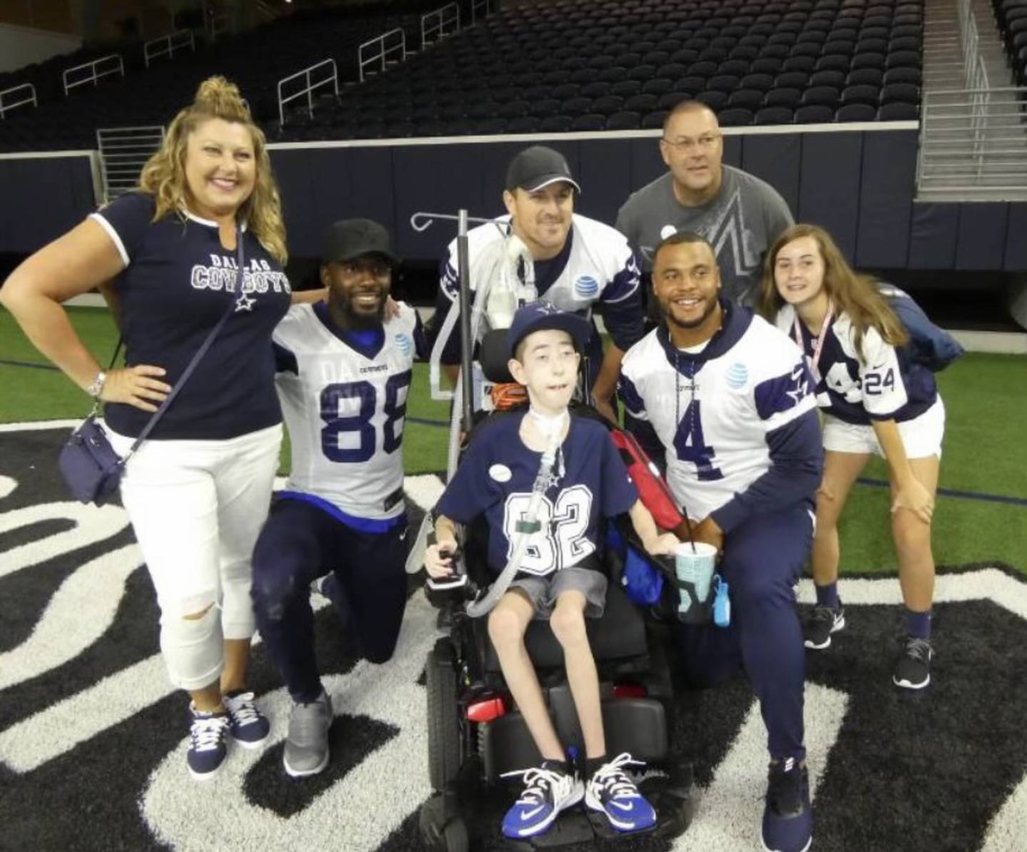 Keegan Carlson (center) of Walnut was rewarded with a "Make a Wish" trip to see his favorite football team, the Dallas Cowboys, in the fall of 2017. He was joined by his mother, Tammy, father, Scott, and his twin sister, Kaleen, while meeting Cowboys players Dez Bryant (88)  Jason Witten (back) and Dak Prescott.