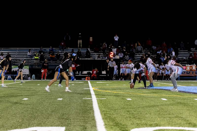 Willowbrook and Kenfood face-off for a varsity flag football IHSA State Quarterfinals game, held at Willowbrook High School on Oct. 17, 2025.