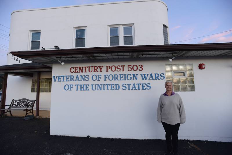 Army Veteran, Rachel Gladysz at the Downers Grove VFW Monday Oct 27, 2025.