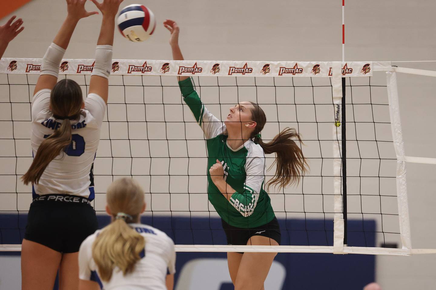 Providence’s Cali Tierney hits a shot against Limestone in the Class 3A Pontiac Supersectional on Monday, Nov. 11, 2024 in Pontiac.
