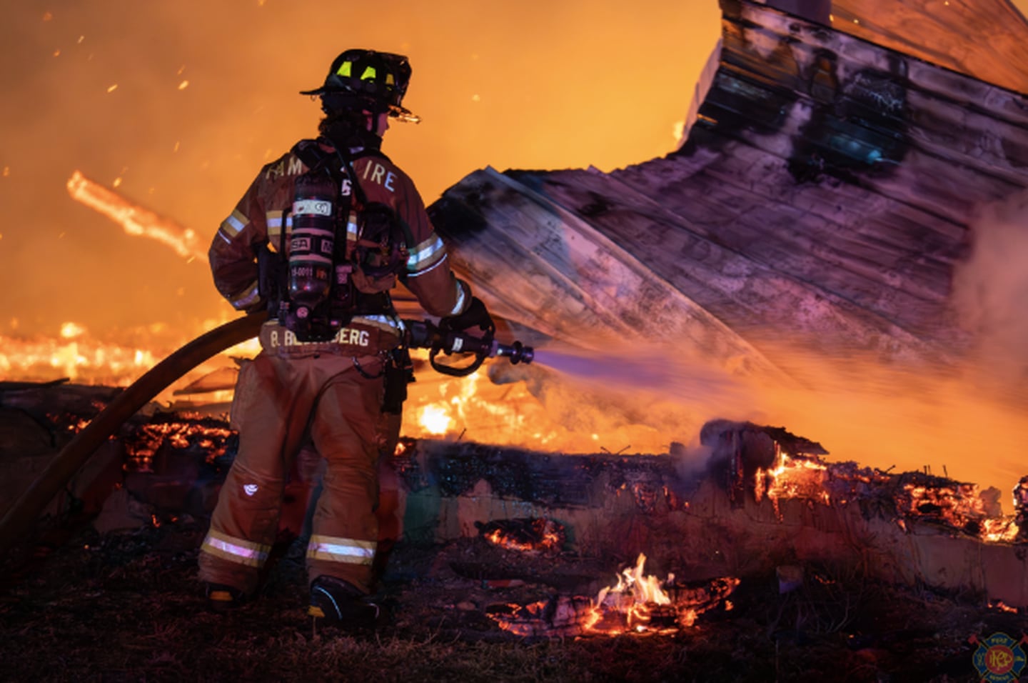 Fire crews battled the flames for 30 minutes after a barn and two nearby buildings erupted in flames on a Hampshire Farm on Jan. 21.