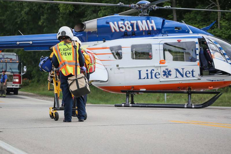 The Marengo Fire & Rescue Districts responded Saturday, Aug. 5, 2023, Kishwaukee Valley and South Menge roads near Marengo for crash involving a motorcycle and SUV. One person on the motorcycle was killed.