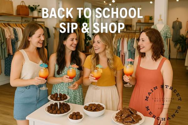 Back-to-School Ladies Day Out Sip & Shop party in downtown Plano 