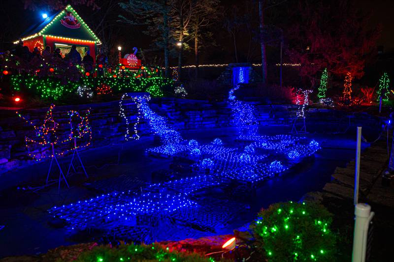 A pond is lit up at the Lombard Jingle Bell Jubilee. Dec 2, 2023