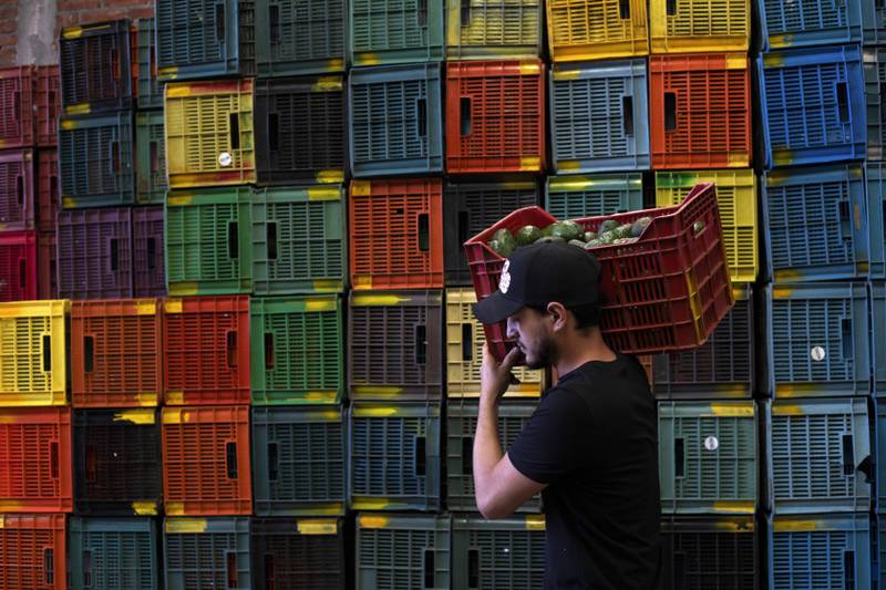 FILE - A worker carries a crate of avocados at a plant in Uruapan, Michoacan state, Mexico, Feb. 9, 2024. (AP Photo/Armando Solis, File)