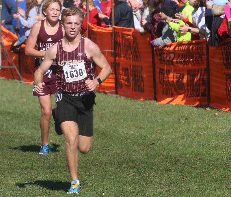 Morris's Chase McConnell competes in the Class 2A State Cross Country race on Saturday, Nov. 4, 2023 at Detweiller Park in Peoria.