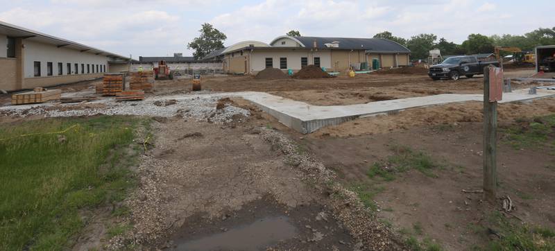 Crews from MCP Midwest work on the new Henry-Senachwine High School academic wing addition on Monday, June 9, 2025 in Henry.