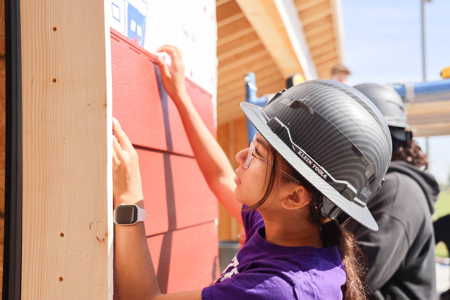 Olivia Bustos, Huntley High School Sophomore, works on a GeoCon build in Huntley Friday, May 8, 2026.