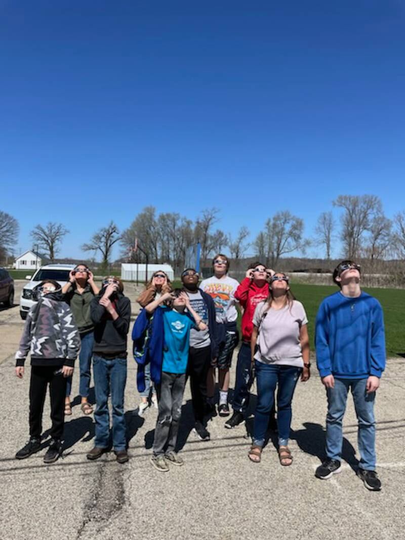 The students at BEST School in Tiskilwa took some time on Monday, April 8, 2024, to watch the eclipse.