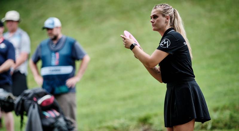 La Salle-Peru graduate Lexi Marx prepares to throw during a Professional Disc Golf Association tournament.
