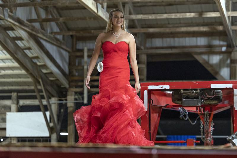 Cameron Moore, 15, competes in the Ogle County Junior Miss pageant Thursday, July 30, 2025, at the Ogle County Fairgrounds.