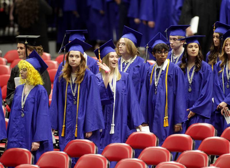 St. Charles North graduates enter during the school’s 2023 commencement ceremony in DeKalb on Monday, May 22, 2023.