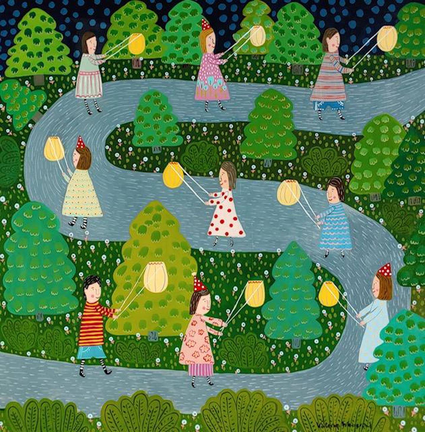 Pictured: Folk art painting, created by  Valerie Weberpal, who will be participating in the Northern Illinois Art Show