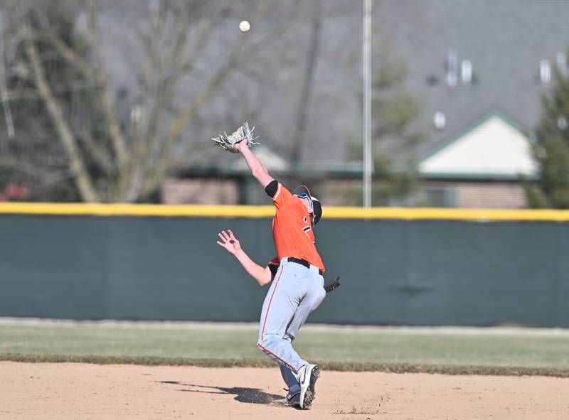Minooka's Noah Pharo making a play on the ball during the non-conference game against Joliet Catholic on Monday, March. 11, 2024, at Joliet.