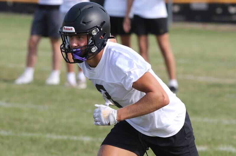 Sycamore receiver Carter York heads out on a route during practice Monday, Aug. 7, 2023, at Sycamore High School.