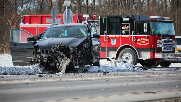 Crash involving semi truck leaves 2 injured near Marengo