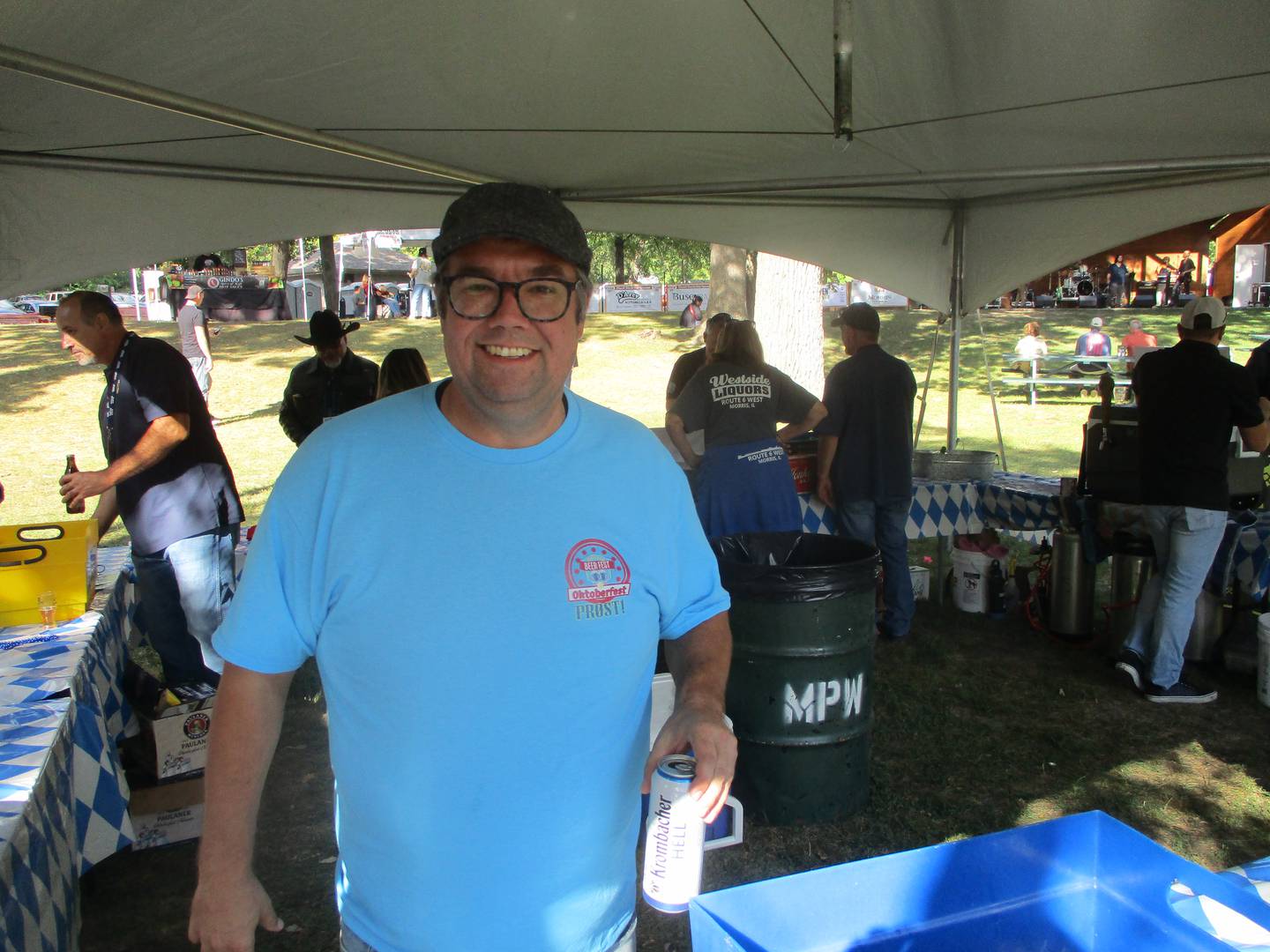 Aren Hansen, festival director for the Morris Beer Festival, enjoys a moment at the event on Saturday. Sept. 6, 2025