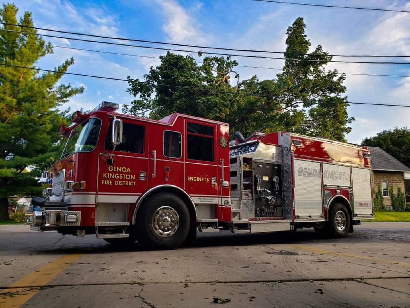 Genoa-Kingston Fire Department's Engine 16 headed to Rockton Monday, June 14, 2021 to aid the massive fire at Chemtool as part of the Illinois Mutual Aid Box System (MABAS), a network of fire agencies which provide relief to help fight fires across the region and state. DeKalb County fire agencies are part of the MABAS 6 team. (Photo provided by Genoa-Kingston Fire Protection District)