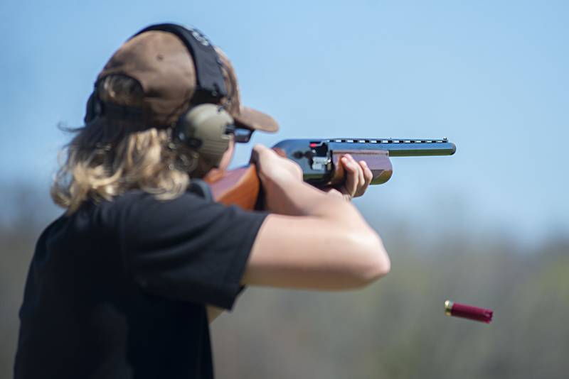 Fischer Richmond, a member of the Morrison High School trap shooting team, fires off a round during competition Saturday, May 7, 2022 at the Morrison Sportsmans Club. The IHSA sport just recently made its way to the northern part of the state.