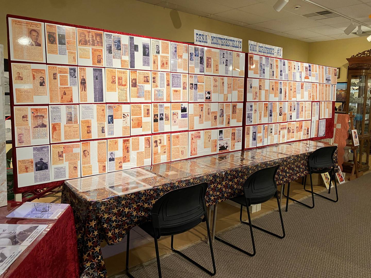 Rena Monterastelli's first scrapbook on display inside the Ottawa Scouting and Heritage Museum.