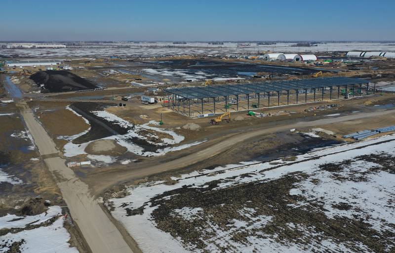 Building construction continues Wednesday March 3, at the Facebook property on the South side of Gurler Road in DeKalb. On June 30th last year, the City of DeKalb announced that the social media giant will invest $800 million into a 907,000-square-foot facility. When completed, the Facebook DeKalb Data Center will be the 12th facility in the United States.