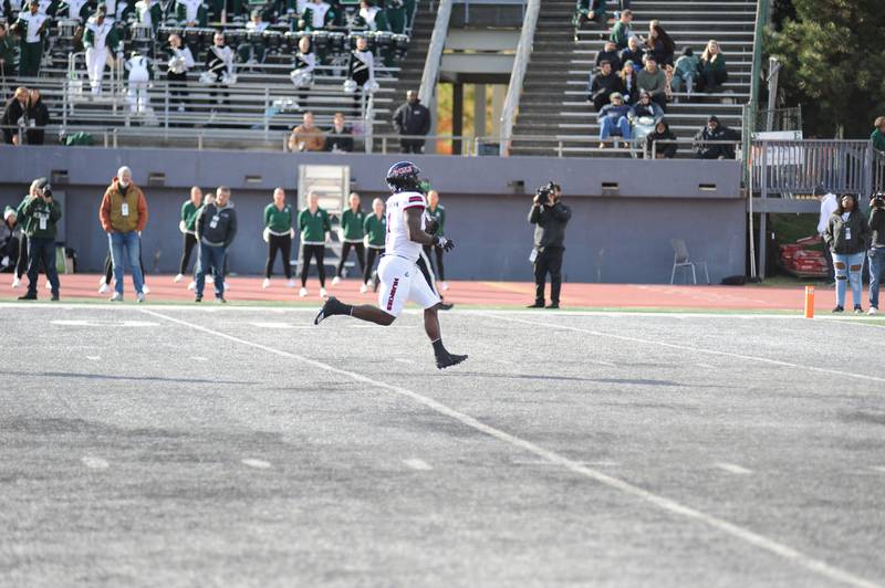 Antario Brown off to the races for a 47-yard touchdown run during the first quarter on Saturday, October 15, 2022 for Northern Illinois at Eastern Michigan.